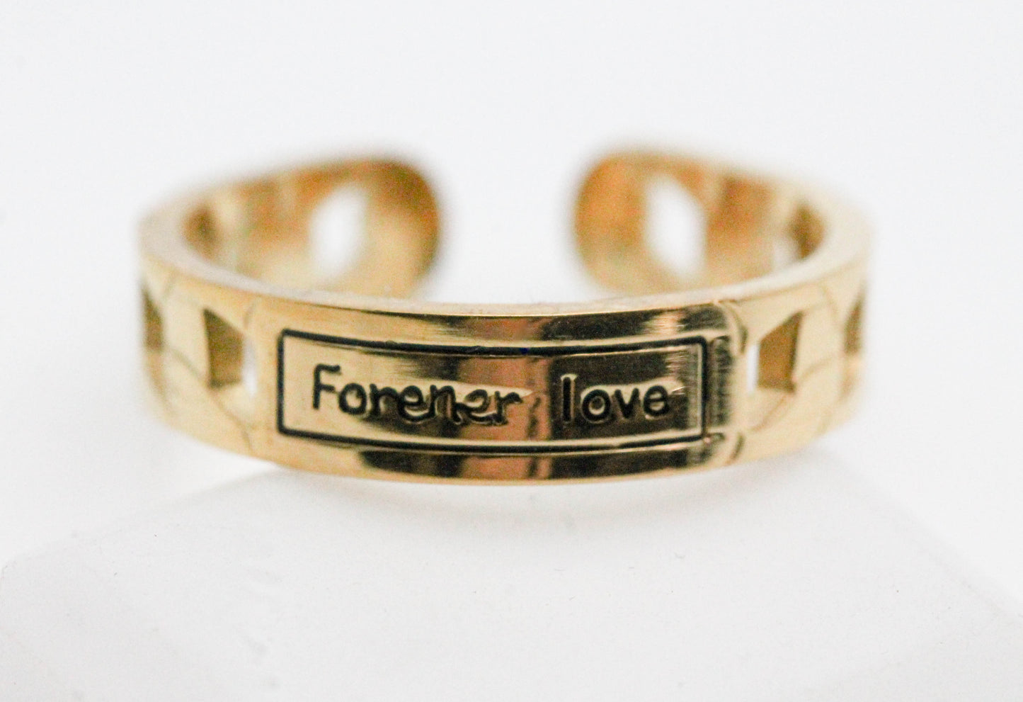 ANILLO AJUSTABLE CADENA "FOREVER LOVE", TONO DORADO