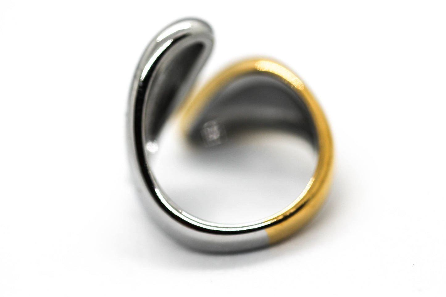 ANILLO ABIERTO AJUSTABLE DOBLE BRAZO PLATEADO/DORADO
