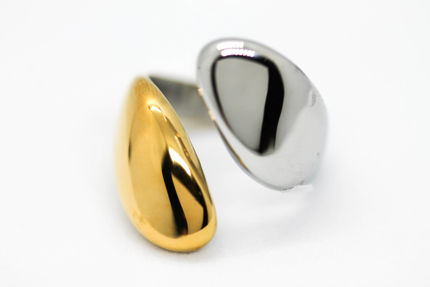 ANILLO ABIERTO AJUSTABLE DOBLE BRAZO PLATEADO/DORADO