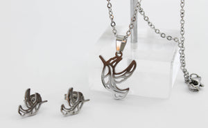 SET COLIBRI EN VUELO, TONO PLATEADO