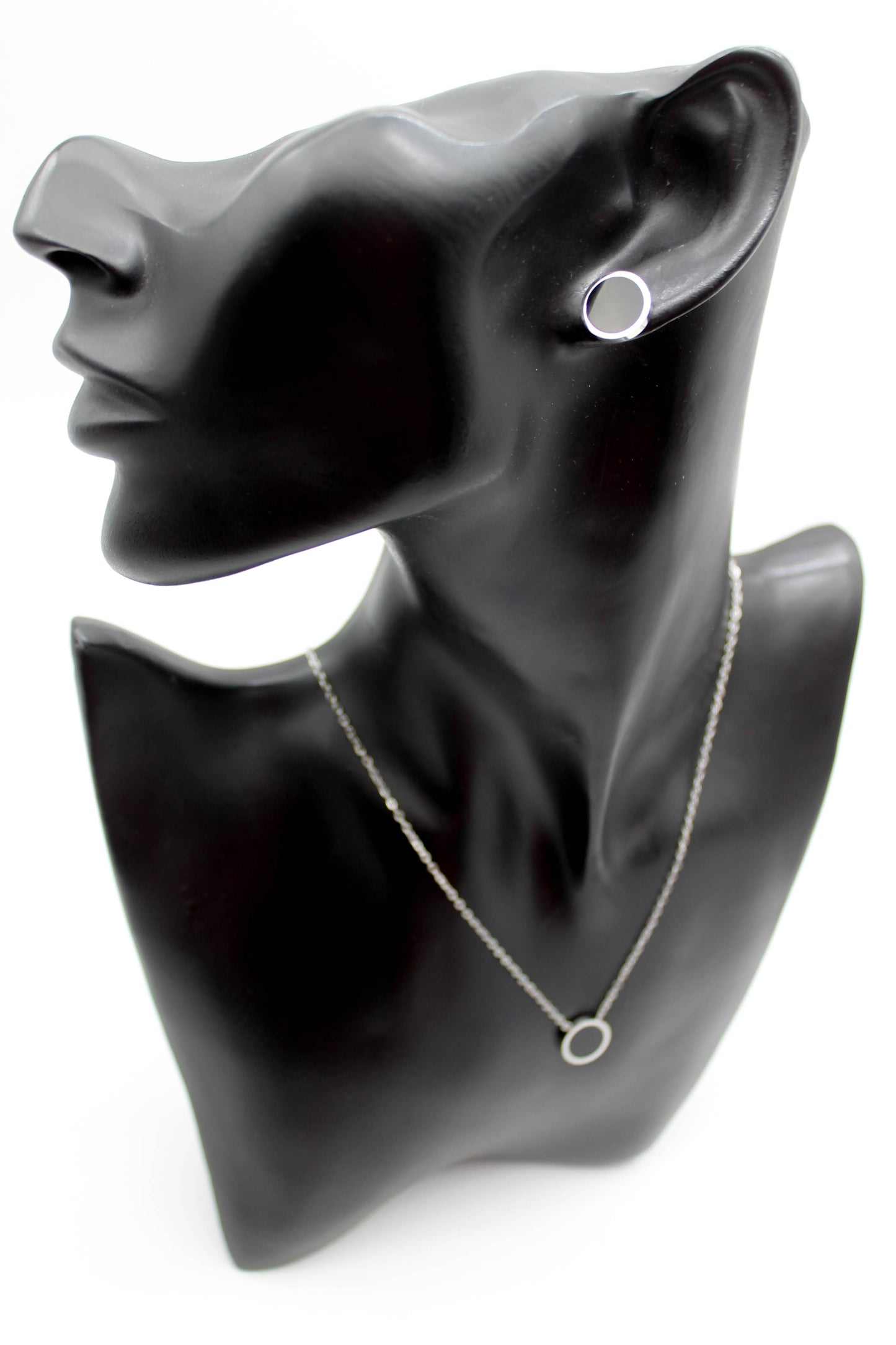 SET CIRCULO ONIX; TONO PLATEADO