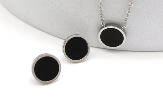 SET CIRCULO ONIX; TONO PLATEADO