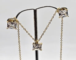 SET CIRCONIA CUADRO 7MM; TONO DORADO