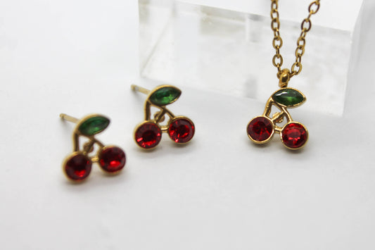 SET CEREZAS 8X8MM CIRCONIAS; TONO DORADO