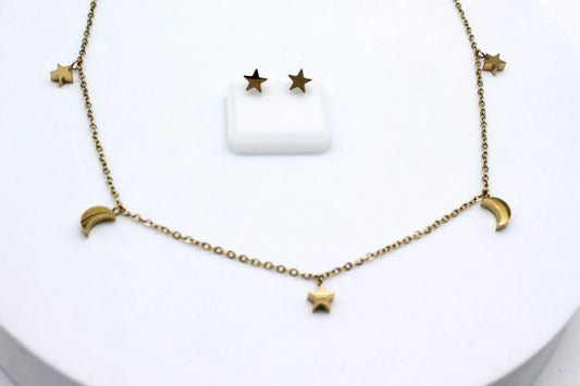 SET LUNAS Y ESTRELLAS MINI; TONO DORADO