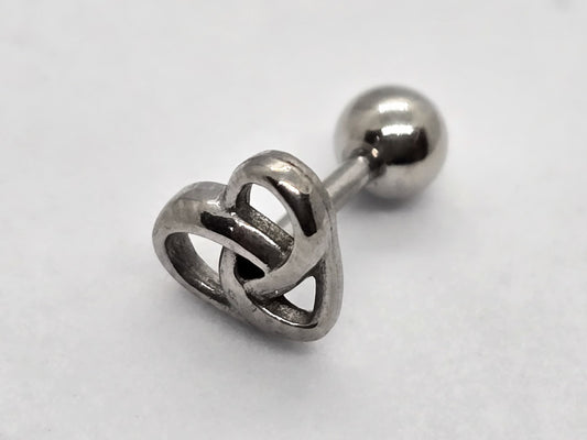 PIERCING CORAZON PRETZEL; TONO PLATEADO