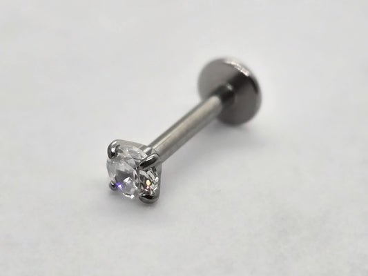 PIERCING CIRCONIA 3MM POSTE 10MM; TONO PLATEADO