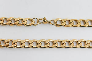 CADENA BARBADA 70 CM X 8 MM ANCHO, TONO DORADO