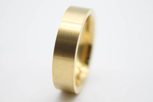 ANILLO ARGOLLA UNISEX PLANA 5 MM MATE; TONO DORADO