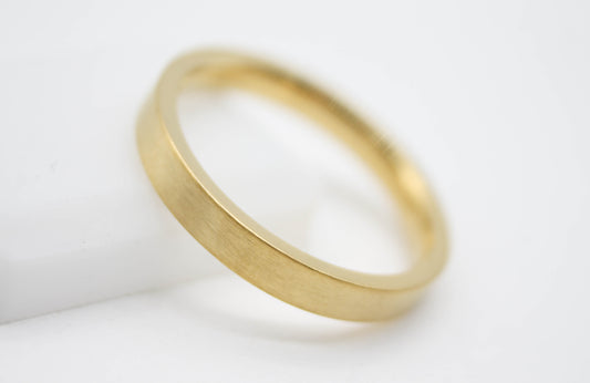 ANILLO ARGOLLA UNISEX PLANA 3 MM MATE, TONO DORADO