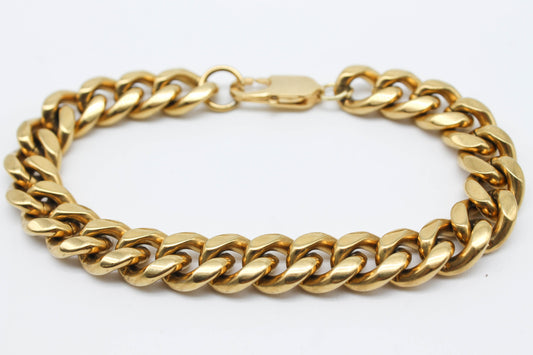 PULSERA BARBADA GRUESA 10 MM X 21CM DORADA