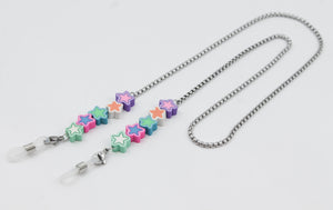 SUJETA-LENTES Y CUBREBOCAS PARA NIÑA ESTRELLAS DE COLORES
