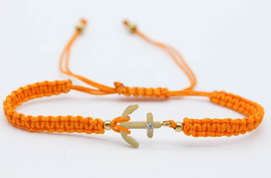 PULSERA ANCLA HILO NARANJA TEJIDO