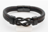 PULSERA NUDO NEGRO, TRENZA NEGRA-CAFE