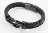 PULSERA NUDO NEGRO, TRENZA NEGRA-CAFE