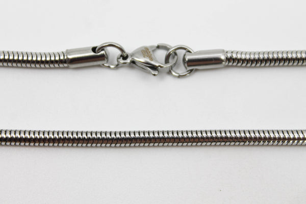 Cadena 60 Cm Serpiente 3mm Color Plata Acero Inoxidable Hombre