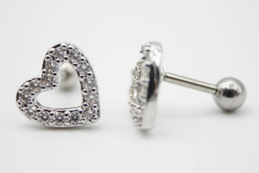BROQUEL CORAZON HUECO CIRCONIAS 10MM TOPE DE ROSCA; TONO PLATEADO