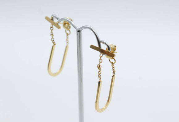 ARETES BARRA Y CADENA 