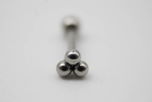 PIERCING FLOR DE 3 ESFERITAS, TONO PLATEADO