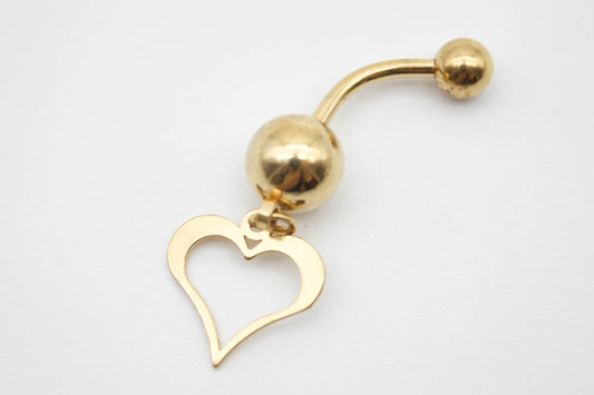 PIERCING PARA OMBLIGO CORAZON, TONO DORADO