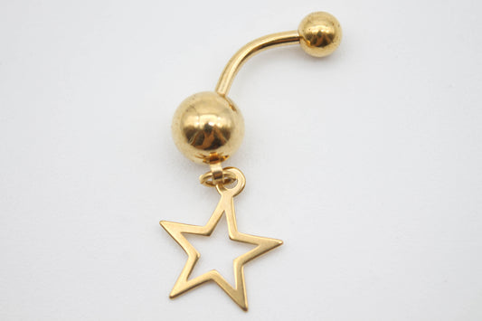 PIERCING PARA OMBLIGO ESTRELLA, TONO DORADO