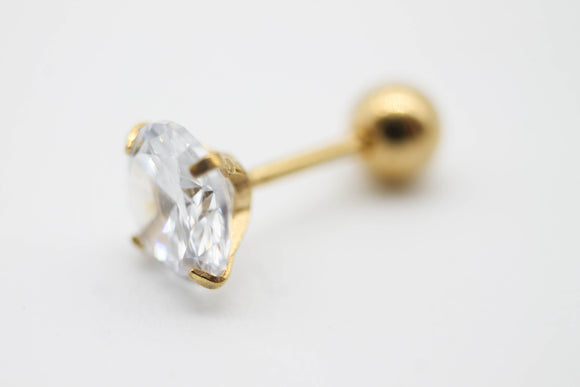 PIERCING CIRCONIA TRANSPARENTE 5 MM, TONO DORADO