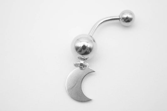 PIERCING PARA OMBLIGO LUNA, TONO PLATEADO