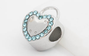 CHARM CORAZON CANDADO CON CIRCONIAS AZULES