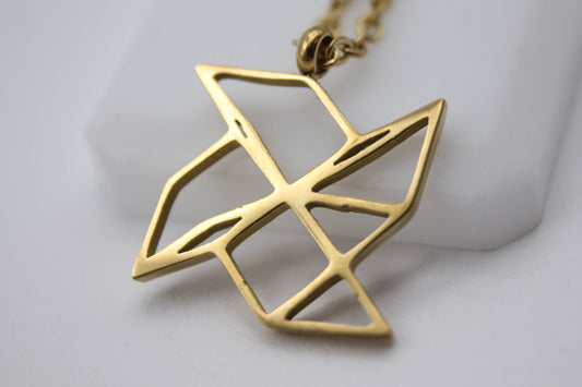 COLLAR ORIGAMI REHILETE TONO DORADO