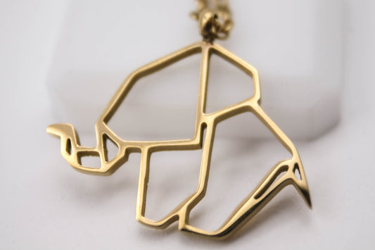 COLLAR ORIGAMI ELEFANTE, TONO DORADO