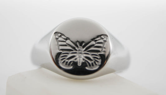 ANILLO MARIPOSA GRABADA, TONO PLATEADO