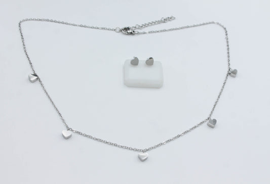 SET CORAZONES MINI 6X5MM; TONO PLATEADO